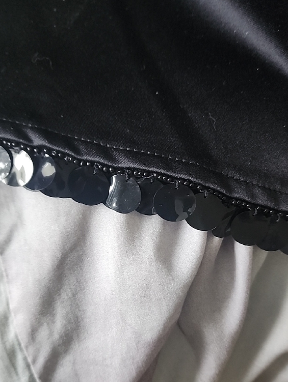 Black SATIN CAPRI With Sequin Trim